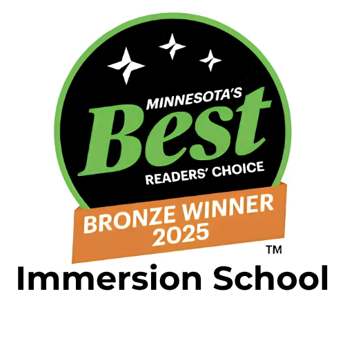 Minnesota's Best Readers' Choice 2025 Bronze Winner badge, Immersion School